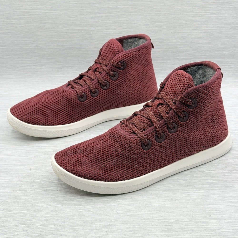Allbirds Tree Toppers Men's 9 Sneakers Red TT High Top Comfort Wool Burgundy